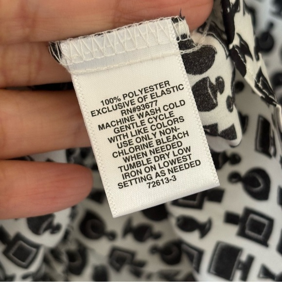 Ryegrass Womens Black White Peplum Blouse Perfume Bottle Print Size Large - Picture 6 of 10